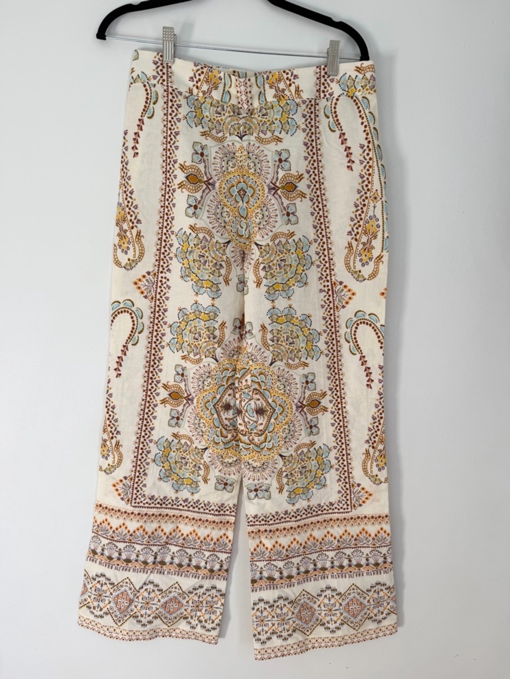 Zara size small trousers linen paisley print boho indie